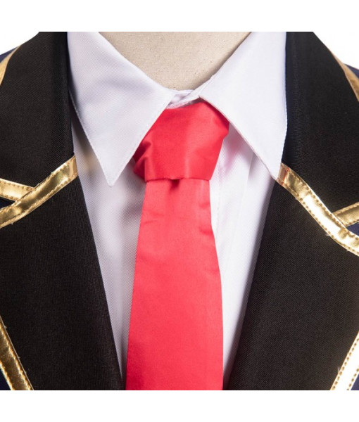 Men Dark Blue School Uniform Red Tie Slim Fit JK Uniform Halloween Costume