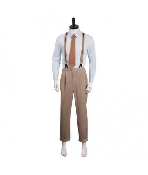 Men Black Overcoat Starp Overalls White Shirt 90s Outfit Halloween Costume