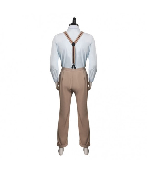 Men Black Overcoat Starp Overalls White Shirt 90s Outfit Halloween Costume