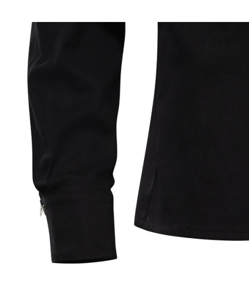 Men Black Fringe Shirt Western Cowboy Long Sleeve Outfit