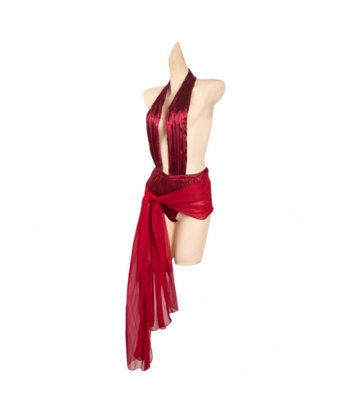 Women Red Sexy Silk Cover Halloween Costume
