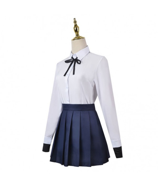 Women White Shirt Skirt Suit School Uniform JK Uniform Fullset Halloween Costume