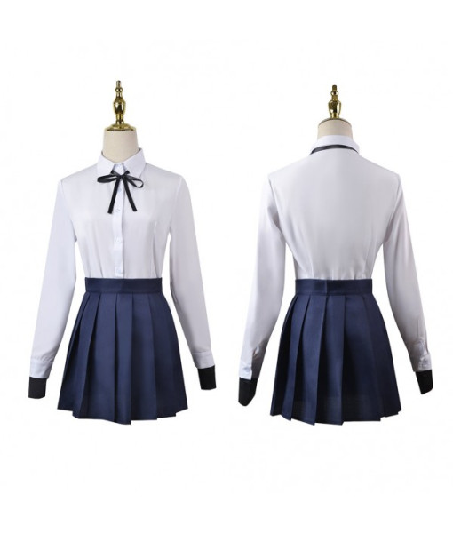 Women White Shirt Skirt Suit School Uniform JK Uniform Fullset Halloween Costume