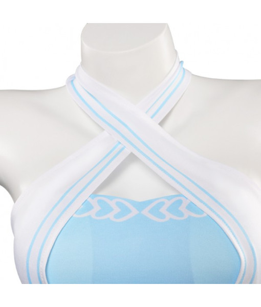 Women Blue Design Pattern 2Pcs Swimsuit Clearence 