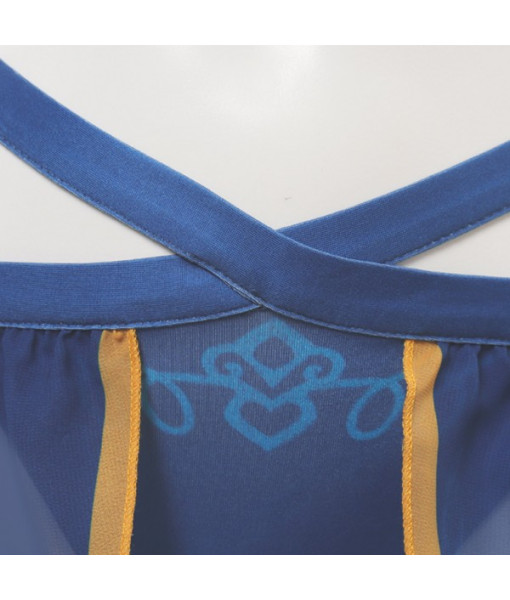 Women Blue Design Pattern 2Pcs Swimsuit Clearence 
