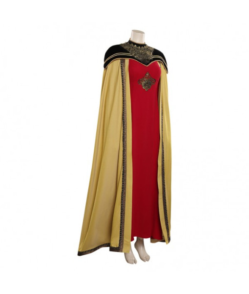 Women Medieval Fantasy Yellow Cape Royal Outfit Deluxe Dress Queen Halloween Costume