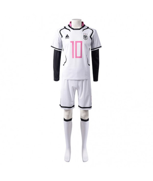 Men White No.10 Printed Soccer Team Uniform 