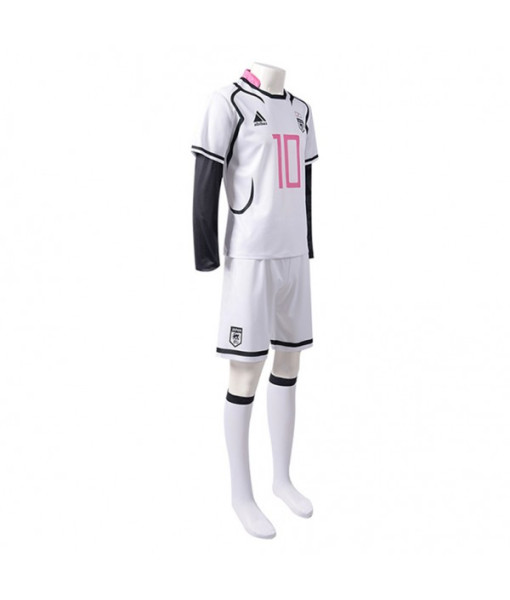 Men White No.10 Printed Soccer Team Uniform 