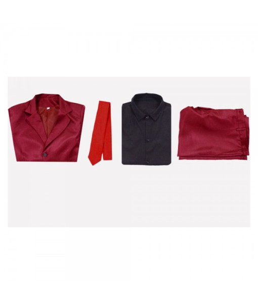 Men Red Suit Black Lining Fullset Outfit
