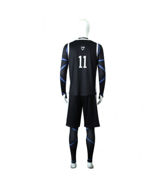 Men Black Slim Soccer Team Uniform 3Pcs Sportswear