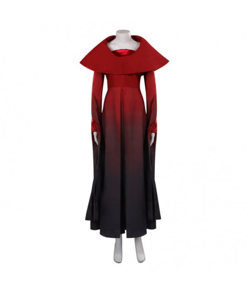 Women Dark Red Long Sleeve Dress Fantasy Halloween Costume