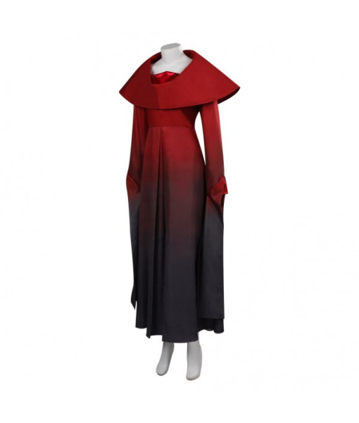 Women Dark Red Long Sleeve Dress Fantasy Halloween Costume