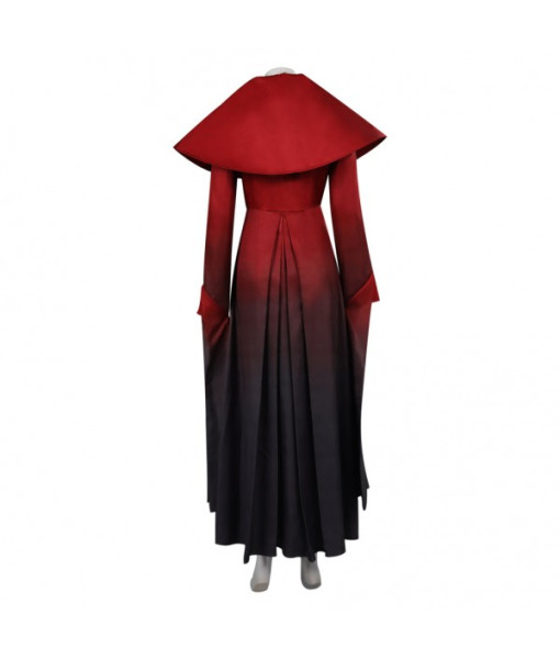 Women Dark Red Long Sleeve Dress Fantasy Halloween Costume