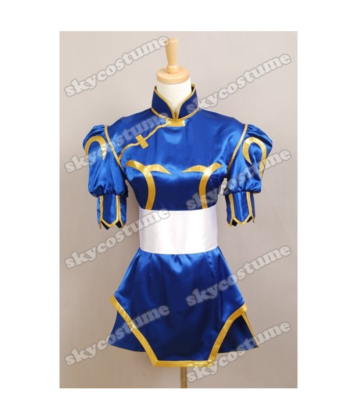 Street Fighter Chun Li Cosplay Costume Chunli Blue Dress - Skycostume