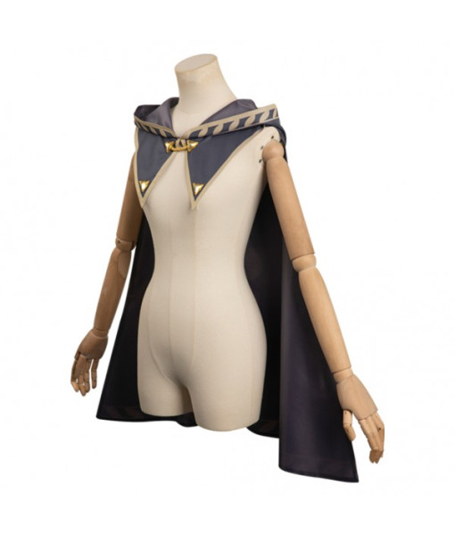Grey Printed Trim Short Cape Cloak Fantasy Halloween Costume 