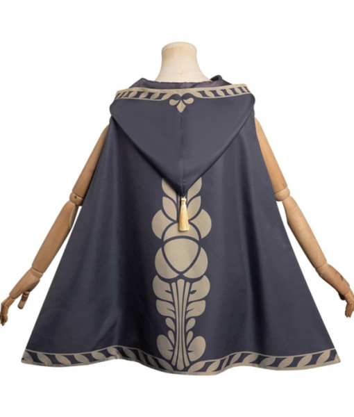 Grey Printed Trim Short Cape Cloak Fantasy Halloween Costume 