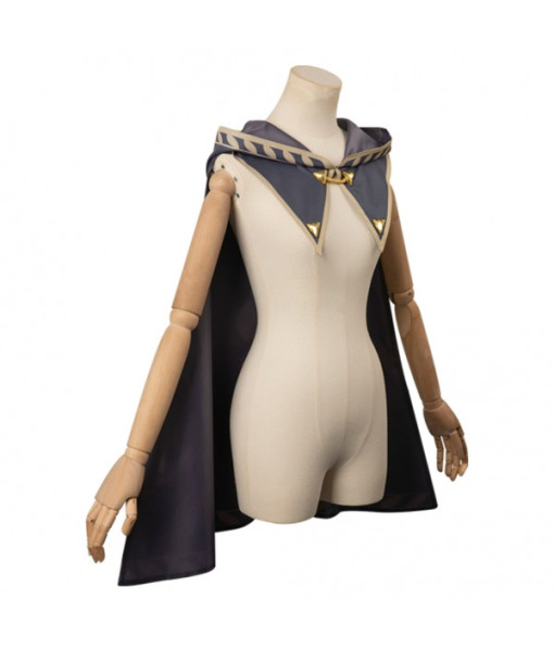 Grey Printed Trim Short Cape Cloak Fantasy Halloween Costume 