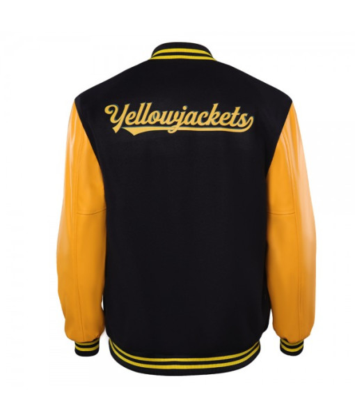 Men Yellow Sleeves Black Baseball Jacket Yellowjacket Printed Sportswear 